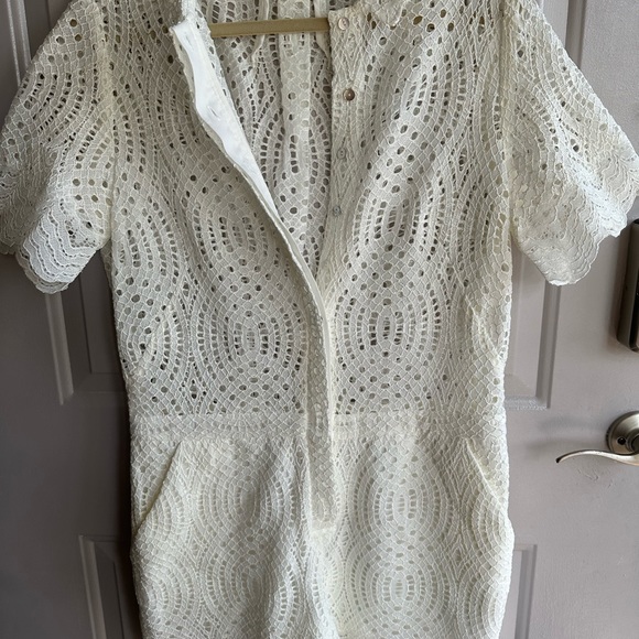 Whistles White Short Sleeve Alisa Placement Lace romper Size 8 - Picture 11 of 11